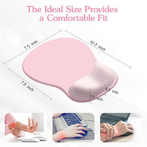Office Mousepad with Gel Wrist Support Middle Concave Design,Computer Mousepad with Non-Slip Rubber Base,Ergonomic Gaming Desktop Mouse Pad Wrist Rest,for Laptop, Office & Home, Pink in Saudi Arabia
