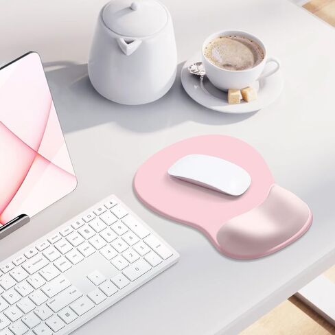 Office Mousepad with Gel Wrist Support Middle Concave Design,Computer Mousepad with Non-Slip Rubber Base,Ergonomic Gaming Desktop Mouse Pad Wrist Rest,for Laptop, Office & Home, Pink in Saudi Arabia