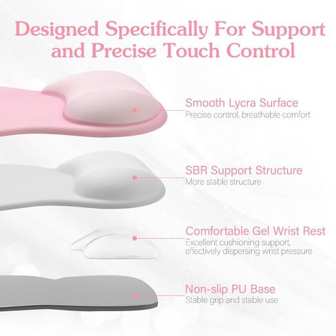 Office Mousepad with Gel Wrist Support Middle Concave Design,Computer Mousepad with Non-Slip Rubber Base,Ergonomic Gaming Desktop Mouse Pad Wrist Rest,for Laptop, Office & Home, Pink in Saudi Arabia