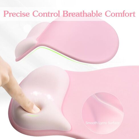 Office Mousepad with Gel Wrist Support Middle Concave Design,Computer Mousepad with Non-Slip Rubber Base,Ergonomic Gaming Desktop Mouse Pad Wrist Rest,for Laptop, Office & Home, Pink in Saudi Arabia