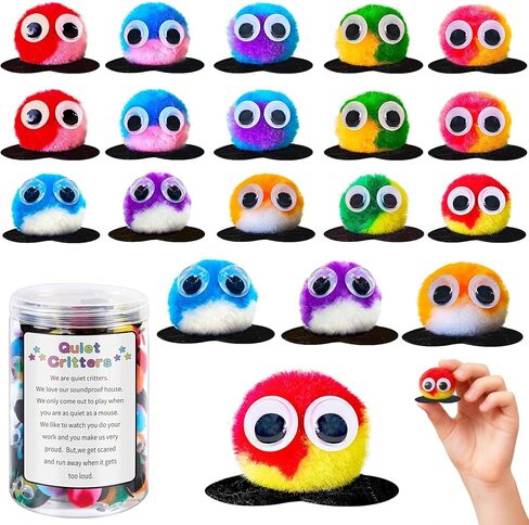Multicolor Pom Poms Critters,50Pcs Quiet Critters with Plastic Jar for Classroom Management Back to School, 1'' Classroom Behavior Management Tool,Educational and Learning Activities for Class in Saudi Arabia