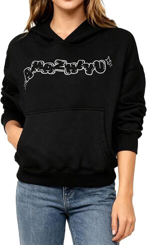 Amazhiyu Women's Graphic Fleece Hoodie Casual Winter Pullover Tops with Pockets in Saudi Arabia
