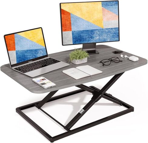 JOY worker Standing Desk Converter, 31 Inch Compact Height Adjustable Stand up Desk Riser, Ultra Low Profile Sit to Stand Desk for Laptop Riser Workstation, Black in Kuwait