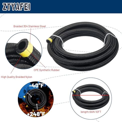 مجموعة منظم ضغط الوقود EFI القابلة للتعديل عالميًا (20-120 رطل لكل بوصة مربعة) - مجهزة بمقياس الضغط وخرطوم خط الوقود وتركيب المحول بطول 10 أقدام 6AN CPE، من مادة الألومنيوم المؤكسدة باللون الأسود in Kuwait