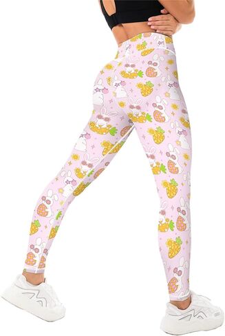 Easter High-Waisted Yoga Pants for Women Cute Rabbit Leggings Long Leggings for Sport Running in Saudi Arabia