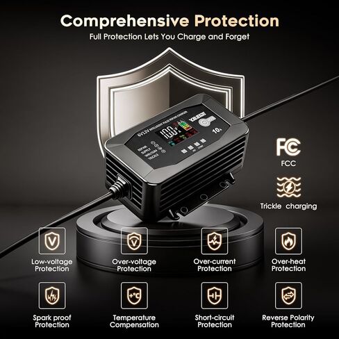 10A Battery Charger for 6V/12V Lead-Acid & 12V Lithium Batteries- Battery Maintainer Trickle Charger, and Battery Desulfator in Kuwait