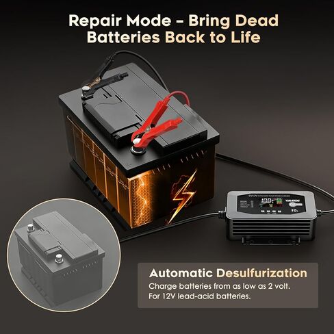 10A Battery Charger for 6V/12V Lead-Acid & 12V Lithium Batteries- Battery Maintainer Trickle Charger, and Battery Desulfator in Kuwait