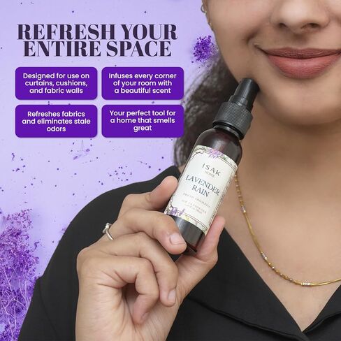 ISAK Lavender Rain Air Freshener Room Spray for Home Spray for Good Smell of Fresh Lavender Farms & Morning Rains, Enhance Mood, Scented Air Freshener used on Curtains, Cushions, Fabric Wall - 50 ml in Saudi Arabia