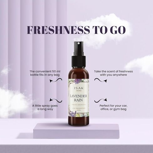 ISAK Lavender Rain Air Freshener Room Spray for Home Spray for Good Smell of Fresh Lavender Farms & Morning Rains, Enhance Mood, Scented Air Freshener used on Curtains, Cushions, Fabric Wall - 50 ml in Saudi Arabia
