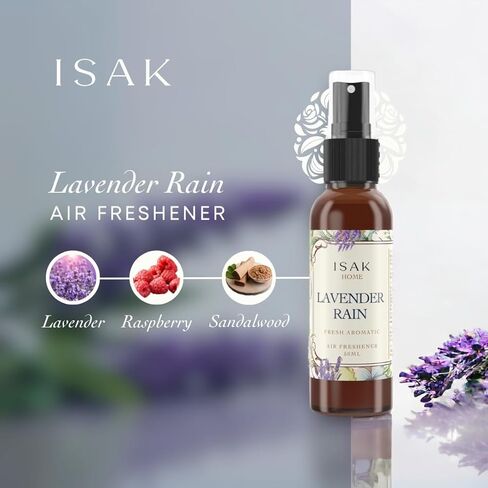ISAK Lavender Rain Air Freshener Room Spray for Home Spray for Good Smell of Fresh Lavender Farms & Morning Rains, Enhance Mood, Scented Air Freshener used on Curtains, Cushions, Fabric Wall - 50 ml in Saudi Arabia