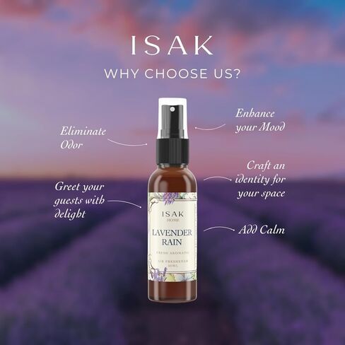 ISAK Lavender Rain Air Freshener Room Spray for Home Spray for Good Smell of Fresh Lavender Farms & Morning Rains, Enhance Mood, Scented Air Freshener used on Curtains, Cushions, Fabric Wall - 50 ml in Saudi Arabia