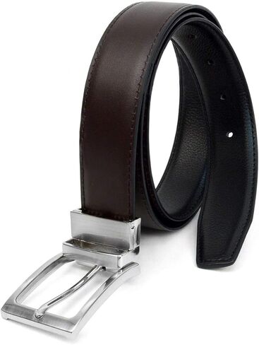 حزام فستان من الجلد الطبيعي ذو وجهين للرجال من Umo Lorenzo مع إبزيم دوار - أحزمة ذات وجهين للرجال، عبوة واحدة وعبوتين in Kuwait