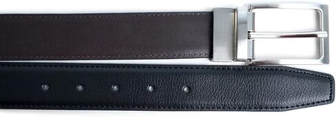 حزام فستان من الجلد الطبيعي ذو وجهين للرجال من Umo Lorenzo مع إبزيم دوار - أحزمة ذات وجهين للرجال، عبوة واحدة وعبوتين in Kuwait