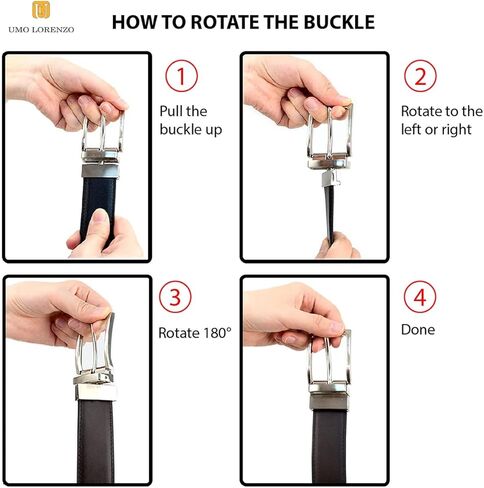 حزام فستان من الجلد الطبيعي ذو وجهين للرجال من Umo Lorenzo مع إبزيم دوار - أحزمة ذات وجهين للرجال، عبوة واحدة وعبوتين in Kuwait