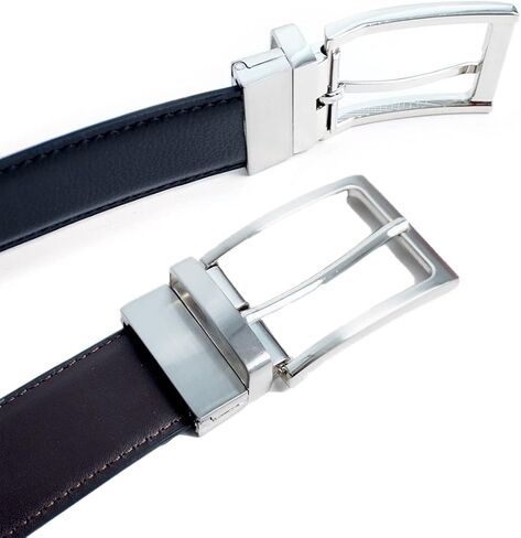 حزام فستان من الجلد الطبيعي ذو وجهين للرجال من Umo Lorenzo مع إبزيم دوار - أحزمة ذات وجهين للرجال، عبوة واحدة وعبوتين in Kuwait