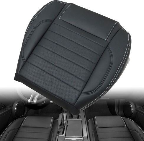 غطاء مقعد سفلي للسائق الأمامي من GXARTS بديل من الجلد المثقوب باللون الأسود #4W متوافق مع Ford Mustang 2010 2011 2012 2013 2014 in Saudi Arabia