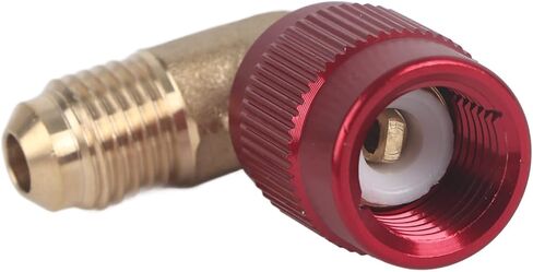 R410A Brass Adapter Fitting, Durable High-Pressure Brass Construction, Leak-Proof Precision Threads, HVAC Adapter Connector, Male 1/4" to Female 5/16" 90-Degree Angle Fitting, for in Saudi Arabia