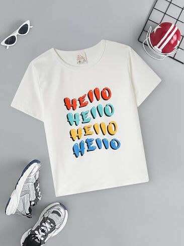 Boys Short Sleeve Summer Crew Neck T-Shirt Soft Graphic Tee Tops for Kids in Saudi Arabia