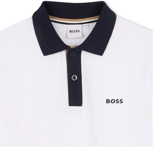 قميص بولو للأولاد بأكمام قصيرة من BOSS للأولاد بأكمام قصيرة مصنوع من القطن بمقاس كلاسيكي in Kuwait