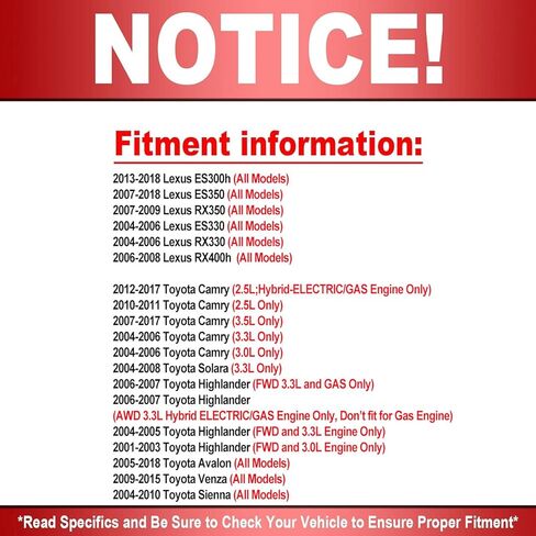 مجموعة محور العجلة الأمامية MotorbyMotor 930-400 مع 5 عروات لسيارة Toyota Camry Venze Sienna Avalon Solara Highlander، Lexus ES300H ES350 RX350 ES330 RX330 RX400h مجموعة محمل محور العجلة 510063 in Saudi Arabia