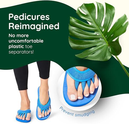 صنادل بيدي كوتور باديكير مع فواصل مدمجة عند أصابع القدم للنساء - شبشب مريح على طراز السبا للاستخدام في المنزل والصالون واليوجا وصالة الألعاب الرياضية - مثالي لتجفيف الأظافر وصحة القدم (كحلي - L) in Kuwait