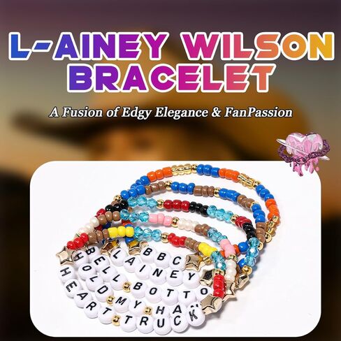 AICase لهدايا Lainey Wilson Merch أساور مستوحاة من 5 قطع قابلة للتكديس ومطاطة مطرزة أساور الصداقة للحفلات الموسيقية من الفينيل ملصق هدايا للبضائع لمحبي النساء وأعياد الميلاد وعيد الميلاد in Saudi Arabia