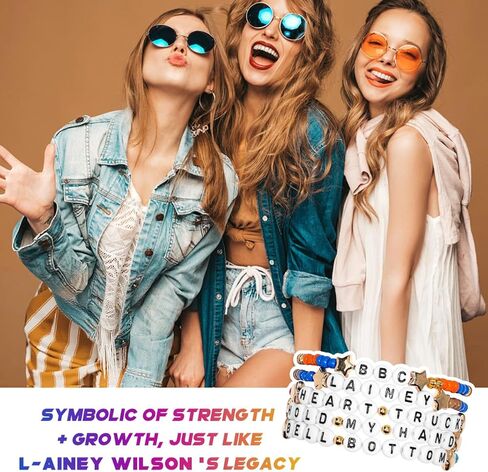 AICase لهدايا Lainey Wilson Merch أساور مستوحاة من 5 قطع قابلة للتكديس ومطاطة مطرزة أساور الصداقة للحفلات الموسيقية من الفينيل ملصق هدايا للبضائع لمحبي النساء وأعياد الميلاد وعيد الميلاد in Saudi Arabia