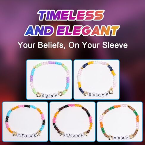 AICase for Noah Merch Gifts Inspired Bracelets 5 Pcs Stackable Stretch Beaded Friendship Bracelets Concert Outfit Vinyl Poster Sticker Merchandise Gifts for Fans Women Birthday Christmas in Saudi Arabia