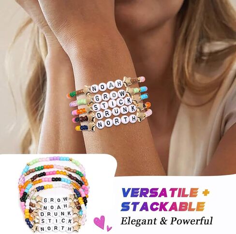 AICase for Noah Merch Gifts Inspired Bracelets 5 Pcs Stackable Stretch Beaded Friendship Bracelets Concert Outfit Vinyl Poster Sticker Merchandise Gifts for Fans Women Birthday Christmas in Saudi Arabia