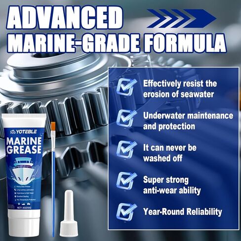 Marine Grease Tube, Marine Wheel Bearing Grease, Waterproof Marine-Grade Protection Durability, Extreme Pressure Protection, Multi-Purpose for Steering Cables, Throttle and Shift Cables, 50g in Kuwait