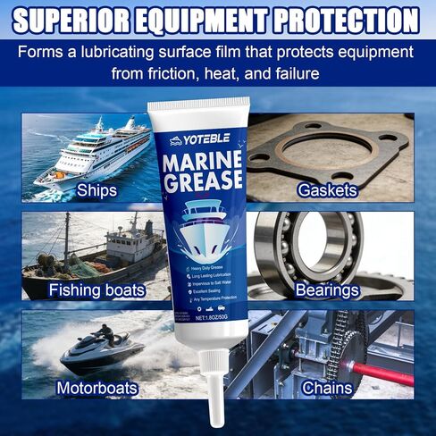 Marine Grease Tube, Marine Wheel Bearing Grease, Waterproof Marine-Grade Protection Durability, Extreme Pressure Protection, Multi-Purpose for Steering Cables, Throttle and Shift Cables, 50g in Kuwait