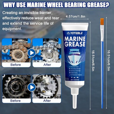 Marine Grease Tube, Marine Wheel Bearing Grease, Waterproof Marine-Grade Protection Durability, Extreme Pressure Protection, Multi-Purpose for Steering Cables, Throttle and Shift Cables, 50g in Kuwait