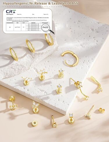 M MOOHAM Flat Back Earrings Stack for Women, Hypoallergenic 14K Gold-Plated Surgical Steel Earrings for Sensitive Ears Small CZ Stud Hoop Cartilage Earring Set Trendy Multiple Piercing Jewelry Gifts in Saudi Arabia