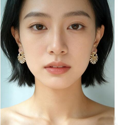 Sunburst Hoop Earrings for women Hypoallergenic earrings for women Sparkling Zircon Cluster Huggie Earrings in Saudi Arabia