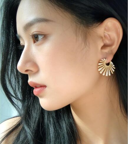 Sunburst Hoop Earrings for women Hypoallergenic earrings for women Sparkling Zircon Cluster Huggie Earrings in Saudi Arabia