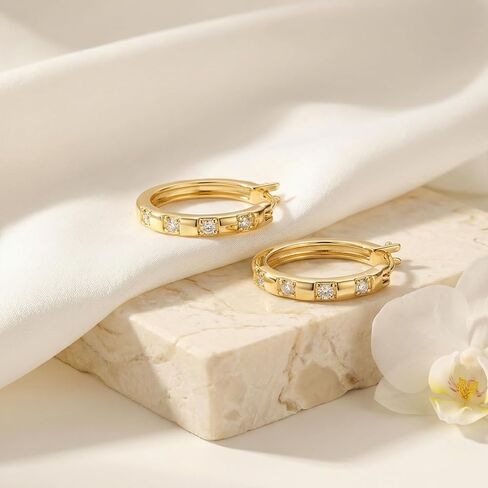 Gold Hoop Earrings for Women 14K Gold Earrings for Women Gold Hoop Earrings Classic Lightweight Hoop Earrings Comfortable Clasp for Daily Wear Hoops Earring for Women 20mm in Saudi Arabia