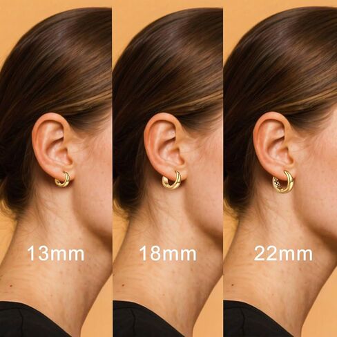 14K Gold Hoop Earrings for Women Lightweight Hypoallergenic Gold Hoops Classic Minimalist Everyday Jewelry 13mm 18mm 22mm in Saudi Arabia