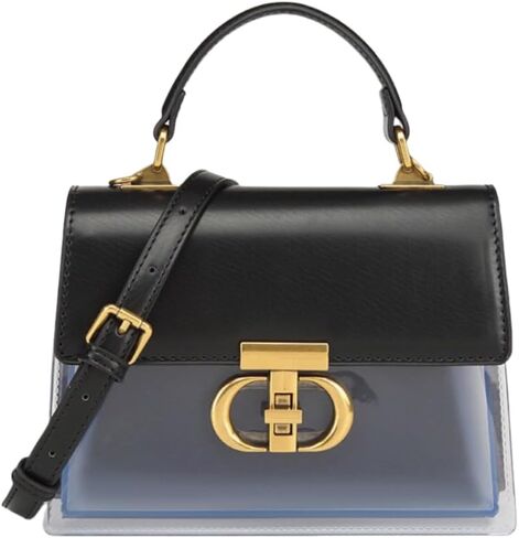 Clear PVC Satchel Handbag for Women, Convertible Crossbody Tote with Bronze Turn-Lock, Adjustable Detachable Strap | See-through panels, sleek look, structured shape in Kuwait