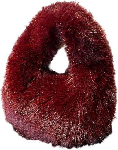 GORGLITTER Women's Furry Purse Y2K Cute Fuzzy Tote Handbag Plush Wedding Guest Evening Party Clutch Bag in Saudi Arabia