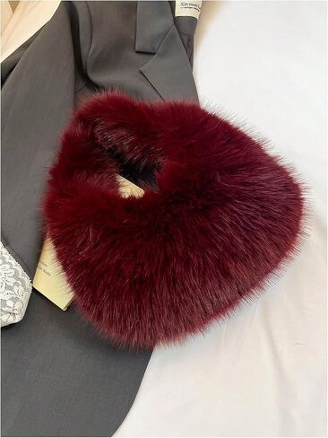 GORGLITTER Women's Furry Purse Y2K Cute Fuzzy Tote Handbag Plush Wedding Guest Evening Party Clutch Bag in Saudi Arabia