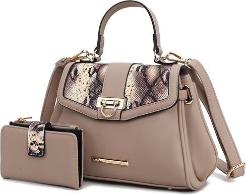 MKF Collection 2Pcs Satchel Bag with Wallet Snake Embossed Womens Crossbody Bag Vegan Leather Handbag Purse By Mia K in Saudi Arabia