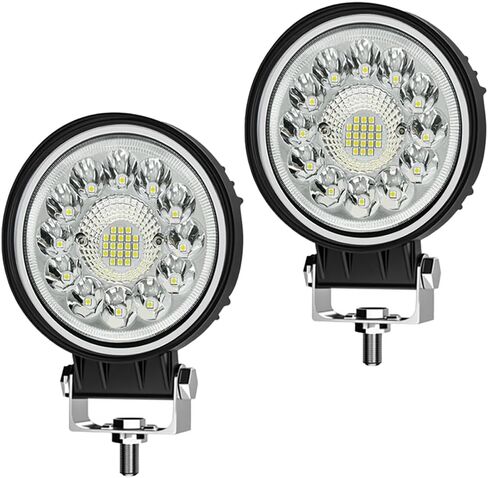 مصابيح LED مستديرة للطرق الوعرة - مصابيح جرار LED 4 بوصة 99 وات، 15000LM 6500k مصابيح عمل LED مقاومة للماء للشاحنة، UTV، المزرعة، البناء (4 عبوات) in Kuwait