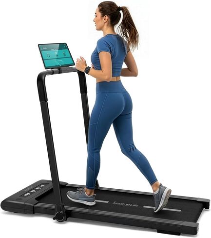 SereneLife Foldable Walking Pad Treadmill, Speed 0.6 – 7.6 MPH Under Desk 2.5 HP App Support, Easy Assembly and Storage, Wide Belt for Walking or Jogging in Kuwait