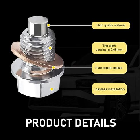 M14 x 1.5 Oil Drain Plug, Stainless Steel Oil Pan Drain Nut Bolt with 5 Copper Seal Washers, Heavy Duty Leak-Proof Sump Replacement, Universal for Most Cars Motorcycles Boats (Silver) in Saudi Arabia