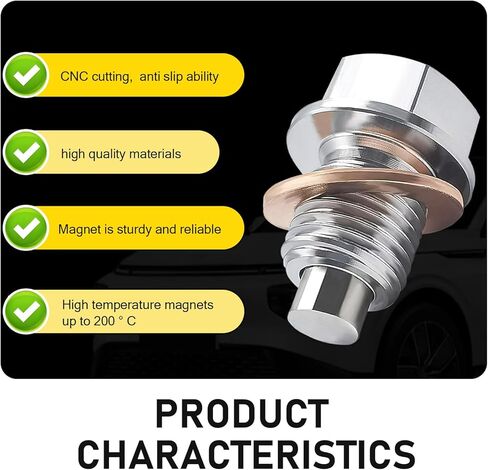 M14 x 1.5 Oil Drain Plug, Stainless Steel Oil Pan Drain Nut Bolt with 5 Copper Seal Washers, Heavy Duty Leak-Proof Sump Replacement, Universal for Most Cars Motorcycles Boats (Silver) in Saudi Arabia