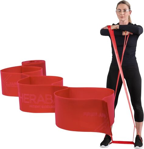 حزام مقاومة THERABAND CLX مع حلقات، حزام لياقة بدنية للتمرين المنزلي وتمارين الجسم بالكامل، معدات رياضية محمولة للتدريب المنزلي، هدية للرياضيين، شريط فردي بطول 5 أقدام، ذهبي، ماكس، النخبة in Saudi Arabia