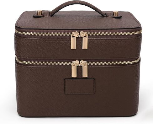 حقيبة مكياج كبيرة ثنائية الغرور للنساء حقيبة مكياج جلدية للسفر حقيبة أدوات الزينة المحمولة حقيبة مستحضرات التجميل بطبقة مزدوجة in Kuwait