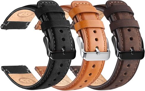 حزام ساعة من الجلد من ريسيتاني، 3 قطع، 20 ملم من الجلد الطبيعي للرجال، سوار معصم عتيق سريع الفك in Kuwait