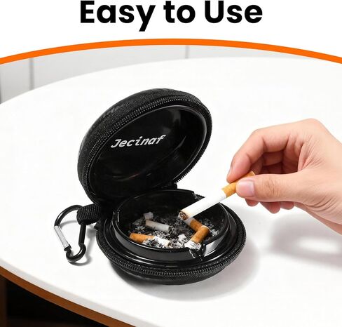 Jecinaf Compact Portable Ashtray with Lid, Waterproof Ashtray with Keychain for Travel, Smokeless and Odorless Cigarette Ash tray for Outdoor Use in Saudi Arabia