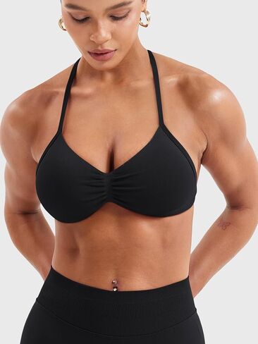 YEOREO SoftHue Impact Strappy Halter Bra for Sports Intensify Women Workout Backless Padded Gym Yoga Bra in Saudi Arabia